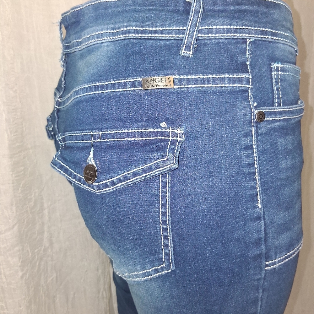 Angels Off Difference Women Size 10/30 Dark Blue Flare Jeans - Picture 10 of 16